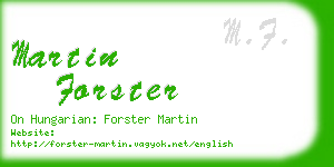 martin forster business card
